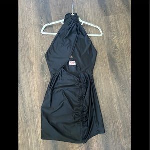 Black Cross-front Mini Dress